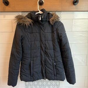 Women's Black Ski & Snow Jacket with Faux Fur Hood